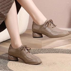 Dress Shoes Loafers Women Lace-up 2024 Spring Genuine Leather Oxford Large Size British Style Casual