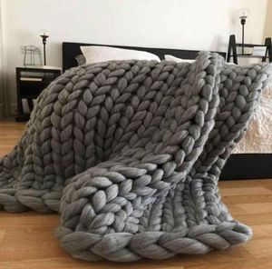 Chunky Knit Blanket 120150cm Hand Woven Coarse Line Blankets Fashion Thick Yarn Coarse Wool Sofa Blanket Knitting Throw Pograp4697579