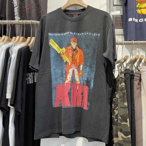 T-shirt da uomo vintage Tee Akira cotone estate allentato casual cartone animato manica corta streetwear alta qualità anime vestiti uomo maglietta harajuku T240117