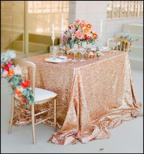 Champagne Rose Gold Sequined Tablecloth Wedding Party Decorations Vintage Sparkly Table Cloth Custom Made Bridal Accessories High 3534012