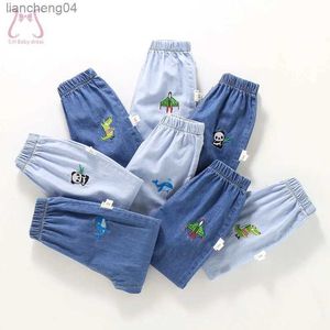 Jeans sommar enkla barns jeans koreanska pojkar flickor flickor förlorar casual byxor tecknad djur småbarn byxor bottnar 1 till 5 år