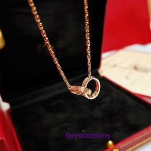 Wholesale Carter Designer Necklace for women and men double ring 925 Sterling Silver Plated 18K gold buckle pendant clavicle chain With Original Box
