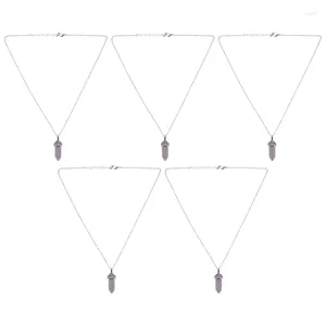 Hängen 5x Crystal Hexagonal Healing Point Amethyst Pendant Cut Necklace