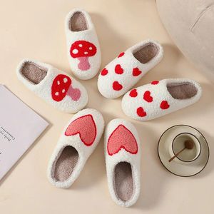 Slippers Home Comfy Shoes For Ladies Indoor Winter Mushroom House Women Cute Big Small Heart Fluffy Cozy