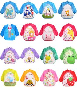 Baby Toddler Cartoon Overalls Waterproof Long Sleeve Bibbs Barn Barn som matar smock Förkläde som äter kläder Burp -dukar 18 Styles C8041015