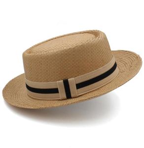 Breda randen hattar större storlek US 7 12 uk xl män kvinnor klassisk halm fläsk paj fedora sunhats trilby caps sommar båt strand resor7636092