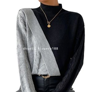 Kvinnors tröjor Spring och Autumn Women's Sweater Populära Casual Half Turtleneck Pullover Tweed Knitwear