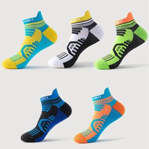 5 Paar Lauf-Sportsocken, professionelle Baumwolle, helle Farbe, atmungsaktiv, Deodorant, Handtuch unten, für draußen, Fahrrad, Basketball, Reisen 240117