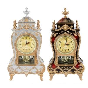 Sveglia da tavolo vintage Classica Royalty Salotto Mobile TV Orologi Orologio da tavolo alimentato a batteria Decorazione della casa 240116