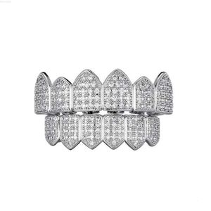 Full Iced Out Cz Grillz 6 Top 6 Bottom Micro Pave Setting Top Bottom Set - Hip Hop Jewelry