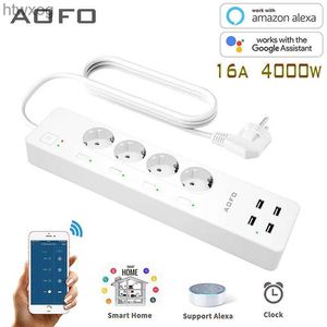 Power Cable Plug WiFi Smart Power Strip Surge Protector with 4 Smart Plugs 4 USB Ports Extension Cord Work with Alexa Google Assistant YQ240117