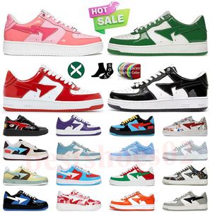 OG Skateboarding SK8 Bapestar Outdoor Star sapato Tubarão Branco Rosto Preto Couro Envernizado Branco Azul Branco Vermelho para homens Mulheres Sneaker A Bathing Ape Platform Trainers