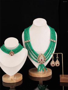 Комплект ожерелья и серег, классический жемчужный браслет ручной работы, состоящий из трех частей, женское свадебное платье, декоративные украшения