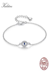 KALETINE Lucky Evil Eye Armband 925 Sterling Silber Armbänder für Frauen Blauer Stein CZ Türkei Einstellbar Herrenschmuck KLTB0993028621