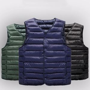 Men Winter Coat Warm Sleeveless Jacket Lightweight Vest Coat Streetwear Windproof Cotton-Padded Waistcoat 240117