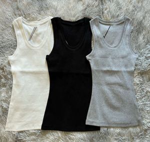 Womens Tops Tank Top T-Shirt Anagram Regular Cropped Cotton Jersey Camis Female Femme Knits Tees Designer Embroidery Knitted Vest Sport Breathable Yoga Vest Tops F36