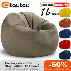 OTAUTAU Adults Children Corduroy Bean Bag Cover Without Filler Beanbag Pouf Chair Puff Salon Corner Seat Game Movie Sac DD005 240116