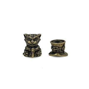 Brass Top Hat Cat Knife Beads EDC Wear Paracord Tools Lanyard Pendants Key Rings Zipper DIY Accessories Handcrafted Pull 240117