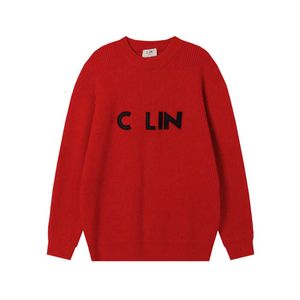 Designer Women's Sweaters High Edition CL Family AutumnWinter New Knitted Sweater Men's and Women's Letter Vertical Stripe Loose Round Neck Pullover Knit U4KJ