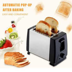 2 Slices Double Side Baking Toaster Stainless Steel Mini Breakfast Wide Slot 6 Toast Settings Kitchen Cooking Appliances 240116