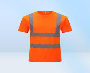 Men039s TShirts Reflective Safety Short Sleeve TShirt High Visibility Road Work Tee Top Hi Vis Workwear8094331