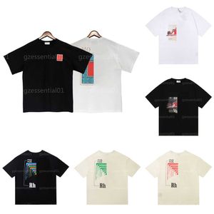 Men's Tshirts Rhude Shirt for Men Tops Designer Tshirt t Summer Clothes Woman High Street Trendy Print Large Size Loose Couple Tshirt Man White