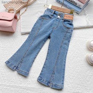 Calças de brim moda infantil calças jeans 2023 outono novos produtos meninas retro calças casuais menina festa estilo rua puro algodão jeans