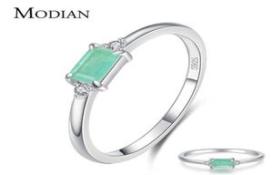 Modian Charm Luxury Real 925 Stelring Silver Green Tourmaline Fashion Finger Rings For Women Fine Jewelry Accessories Bijoux 210616696071