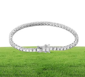 Hiphop One Row 3-5mmcolor Tennis Chain Bracelets for Men 925 Silved Out Moissanite Bracelet Pass Diamond Test6486644