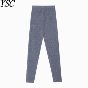 Леггинсы YSC 2022 Женщины вязаные кашемировые брюки Длинная мягкая теплота самостоятельная полоса. Рисунок брюшной высококачественной мягкие брюки Высокие эластичности