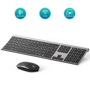 Teclados sem fio Bluetooth Teclado e Mouse Combo Recarregável 2.4g Teclados Ratos para Windows Android Mac iOS OS J240117