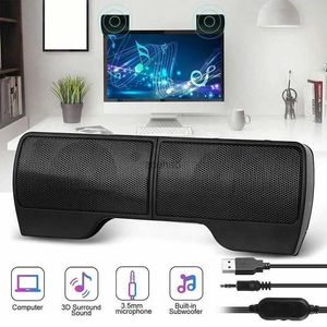 Bookshelf Speakers 1 Pair Mini Portable Clipon USB Stereo Speakers Line Controller Soundbar for Laptop Mp3 Phone Music Player PC with Clip