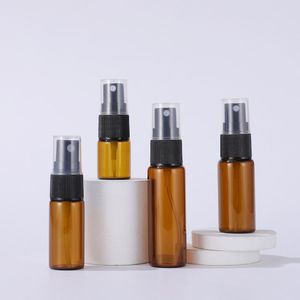 5 ml 10 ml 15 ml 20 ml Amber Glass Spray flaskor Partihandel Essential Oil Parfymflaska med svart pumpsprutning KLAR FÖR KOSMETIK PARFUM