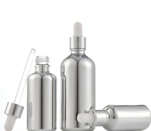 Bottiglie di profumo di olio essenziale di vetro rivestito in argento Flacone contagocce con reagente liquido 10 ml 15 ml 20 ml 30 ml 50 ml SN6323