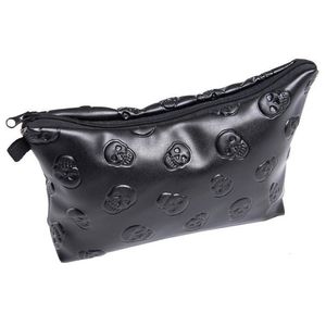 1 pc Black Skull Cosmetic Bag Women PU Leather Makeup Bag Travel Organizer For Cosmetics Toiletry Kit Bag Drop 240116
