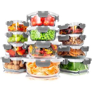 Food Storage Containers Set Glass Stackable Leak Proof with Lids Kitchen 24Piece 240116