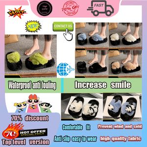 Designer Casual Platform cotton padded shoes for women man Autumn Winter Keep Warm Comfortable Sweater Anti slip wear Indoor Wool Fur Slippers Full Softy