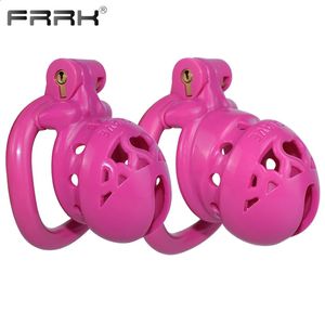 FRRK Locked Life Pink Plastic Chastity Cage with 4 Sizes Penis Rings Adults Sex Products BDSM Toys Sexual Shop Small Standard 240117