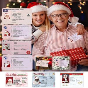 Julklappar Santa Claus Sleigh Riding License Flight Cards ID Xmas Tree Ornament Decoration Old Man Driver License Entertainme8881590