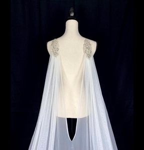 Véus nupciais marfim branco tule cabo casamento ombro brilhante strass preto champanhe brilhando acessórios estrelados para Brides5243527