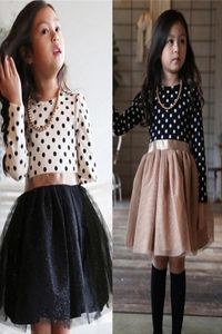 Kinder Kleider für Mädchen 2020 Herbst Winter Langarm Polka Dots Weiche Baumwolle Kinder Kleidung Bowknot Gürtel Mädchen Casual Wear Strip9184362