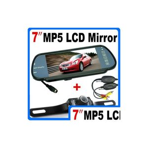 Câmeras de visão traseira do carro Sensores de estacionamento HD 7 polegadas Bluetooth Mp5 Câmera retrovisor LCD Monitor Espelho Invertendo Led Nightvision Back Up Dr Dh4Ug