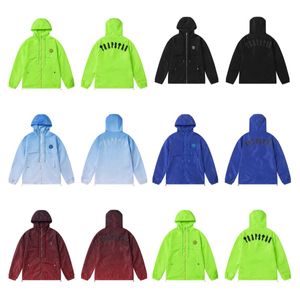 Trapstar Spring Fall men women double hooded jacket embroidered letter loose shell jacket Men Waterproof Breathable Softshell Jacket Men Outdoors Sports Coats