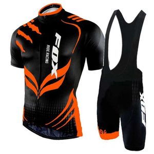 Racing sets maillot cyklisme 2023 orange cykeltröja set män räv rida racing cykel racing korta ärmkläder mtb cykel outfit kläder