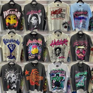 designer t camisa hellstar camisas gráfico tee mens tshirt das mulheres camiseta respirável algodão impressão hip hop rock vintage gótico inferno estrela rua graffiti letras soltas