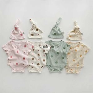 Sets 2023 Sommer Neues Baby Kurzarm Bodysuit + Hut nie