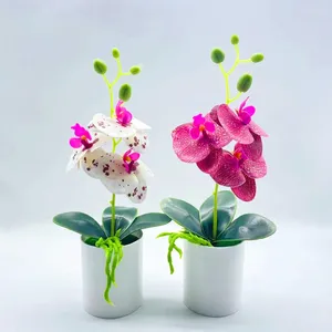 Dekorativa blommor konstgjorda fjärilar orkidéer krukutsättning blomma bonsai hem trädgård ogräs kritmas dekor år phalaenopsis