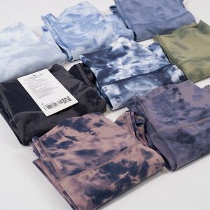 4 styles Lu Yoga Leggings taille haute Tie Dye/camouflage//léopard pantalons de sport Fitness Squat preuve course contrôle du ventre bout à bout entraînement doux vêtements de sport serrés