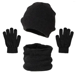 Boll Caps Womenmen Autumn Winter Warm Cute Wool Hat Scarf Handskar Slouchy Three Pieces Snow Stick Cap Set For Men