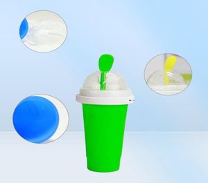 Silicone Slushy Slushie Maker Ice Tumblers Cup Large Frozen Magic Squeeze Slushi Making Cup Reusable Smoothie Cups Straw5031530